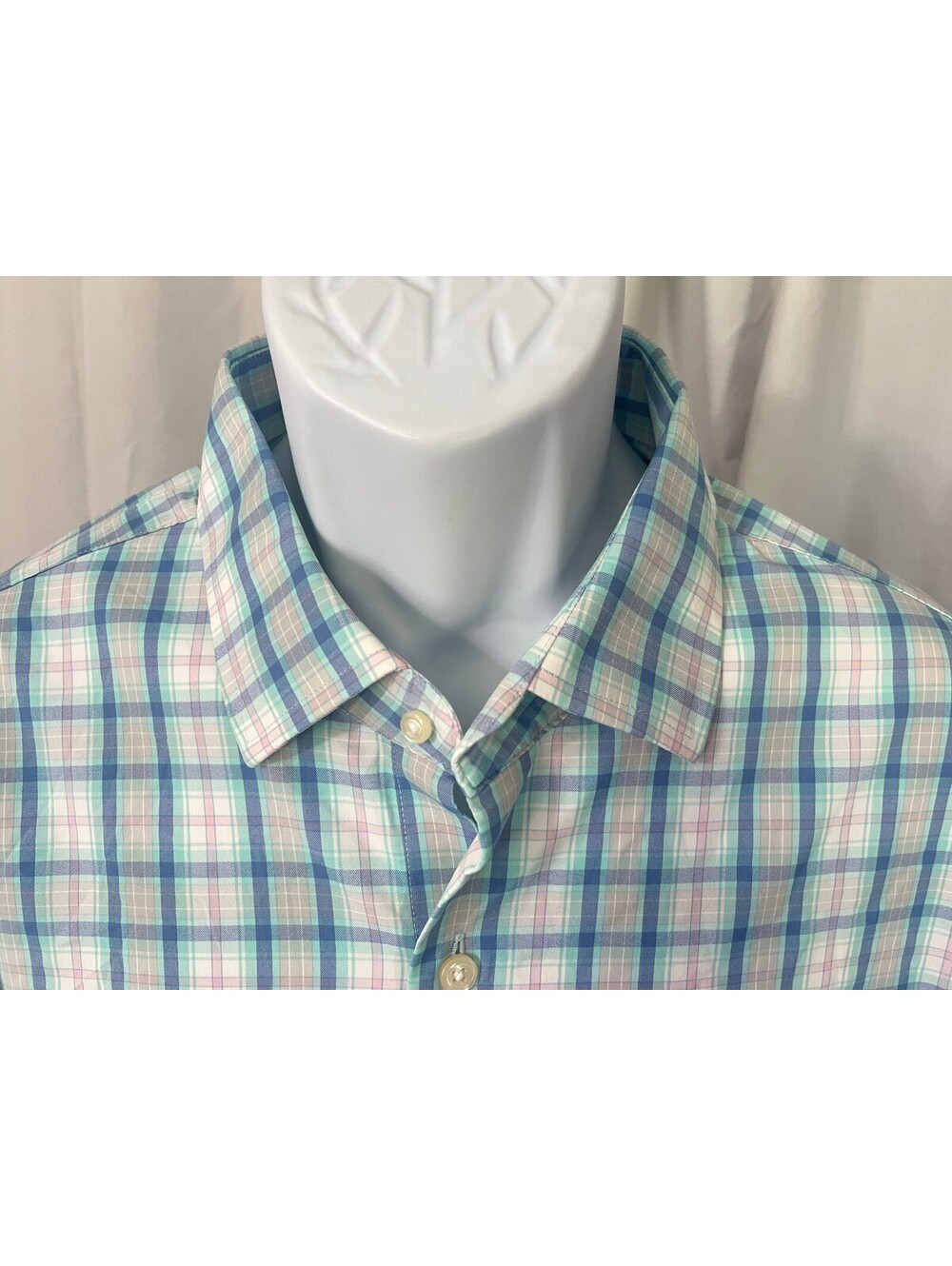 Peter Millar Men's White Pink Blue Summer Comfort Golf l/s Shirt XL EUC